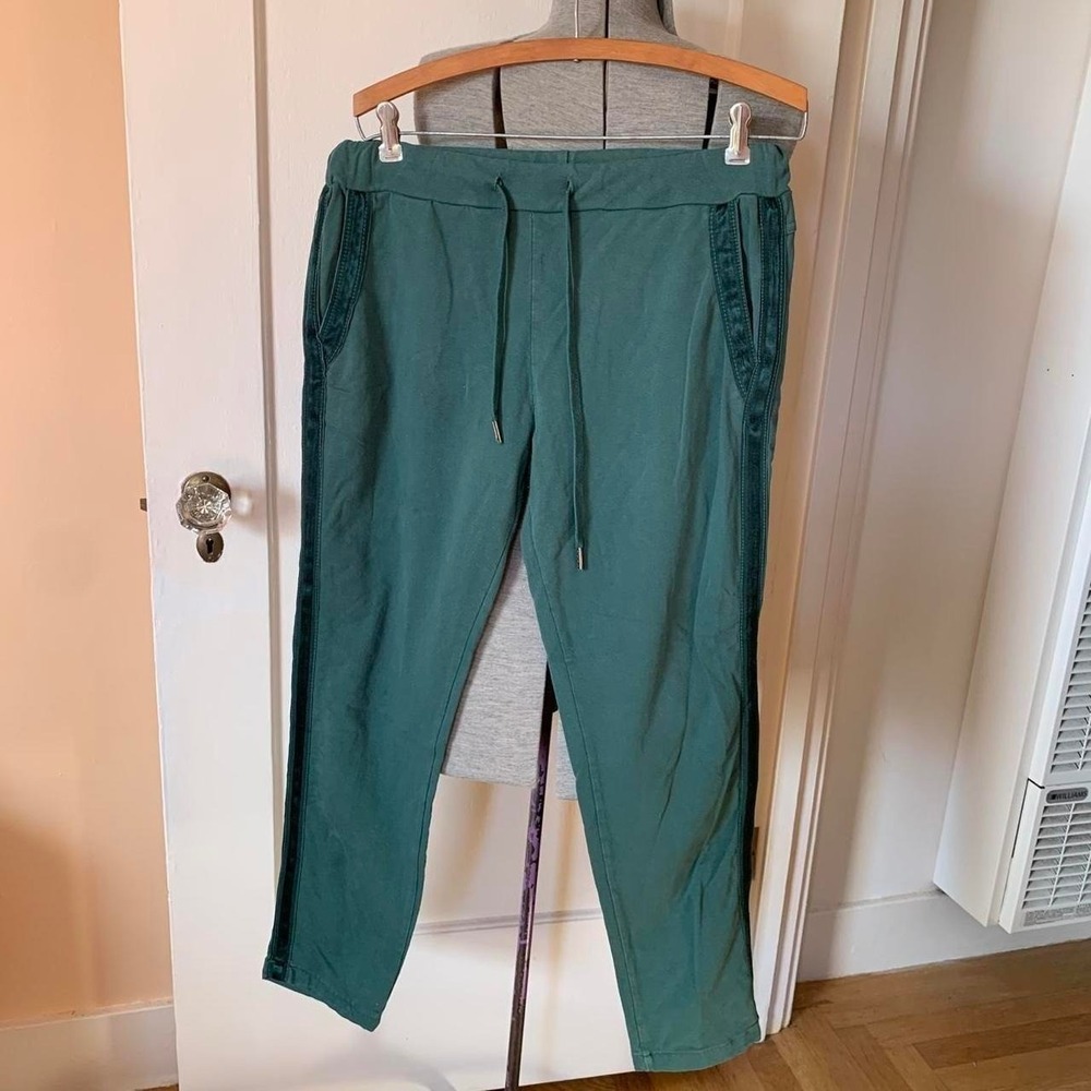 Made in Italy Green Cotton Blend Side Stripe Jogger Pants Drawstring Waist